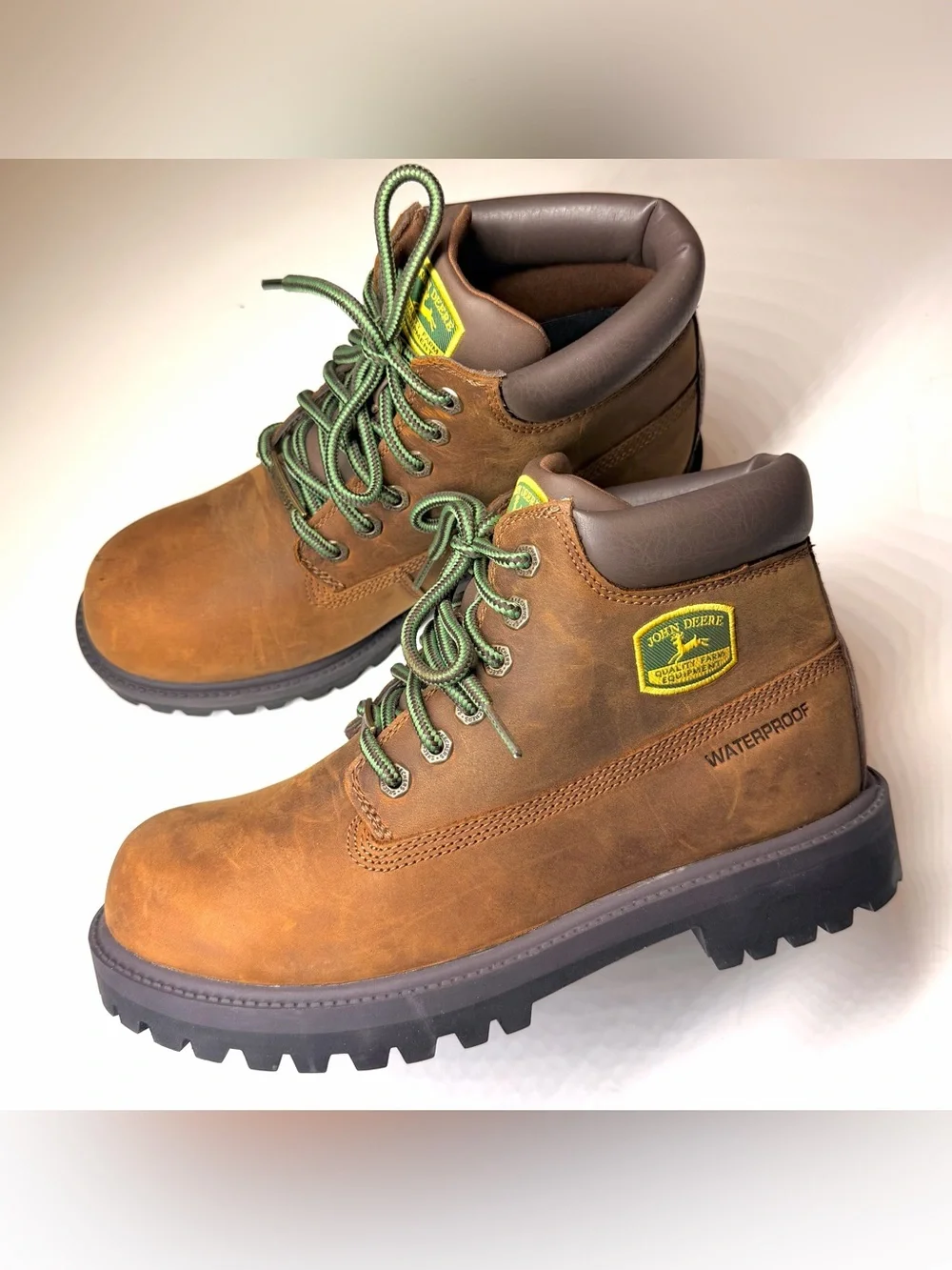John Deere Men's Sergeants - Dozer Brown Leather Work Boots Size- 8.5